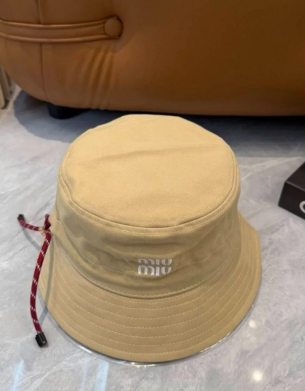 Miu Miu Beige Bucket Hat with Drawstring | Sun Hat - Picture 4 of 8
